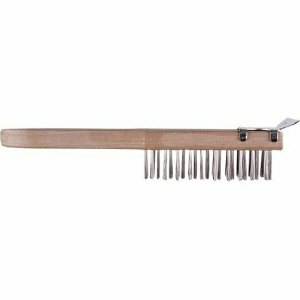 Dynamic Paint Products Dynamic 11 in. 4 x 11 Row HD Wood Handle Tempered Steel Wire Brush w/ Scraper 00404